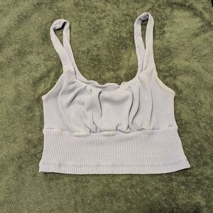 Ribbed Light Blue Crop Tank Top